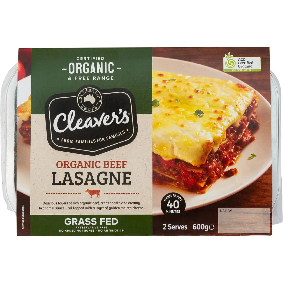 Cleavers Organic Beef Lasagne 600g