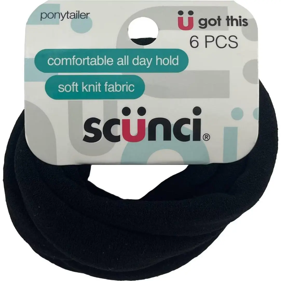Scunci Scrunchies Ponytailers Knit Black 6pc