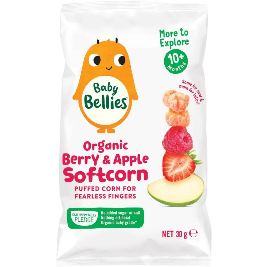 Little Bellies Soft Corn Baby Food Berry & Apple 30g