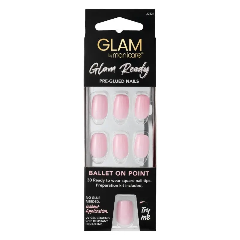 Glam By Manicare Pre Glued Nails Ballet On Point 30pcs