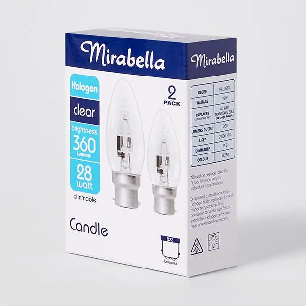 Mirabella Two Pack Halogen Candle 28W