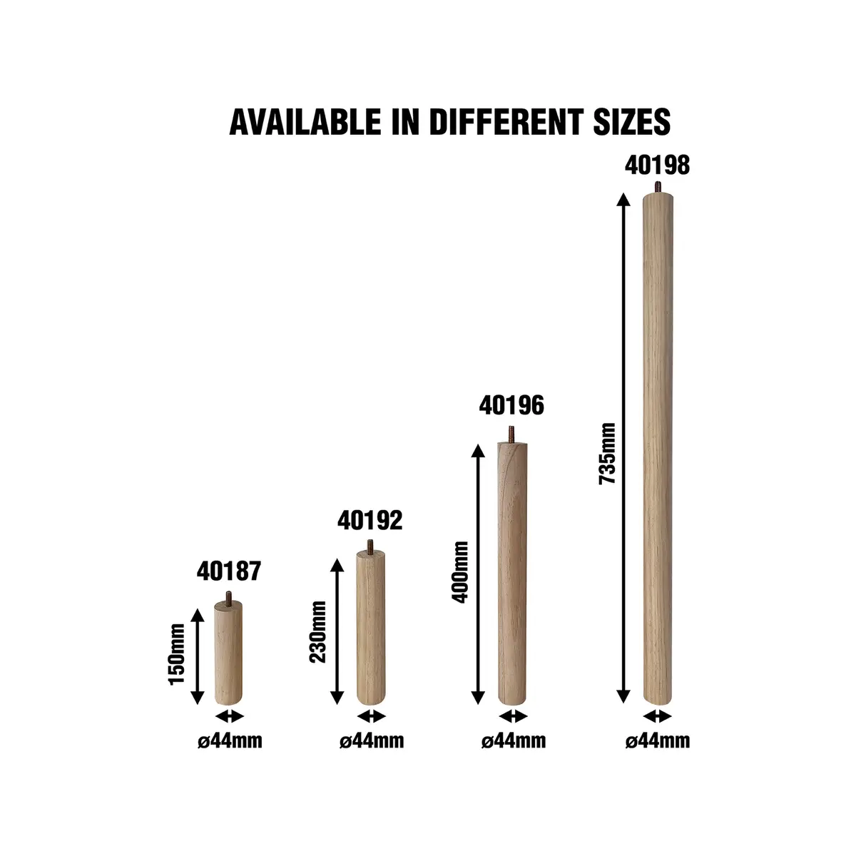 Adoored 400mm Round Plain Pine Furniture Leg