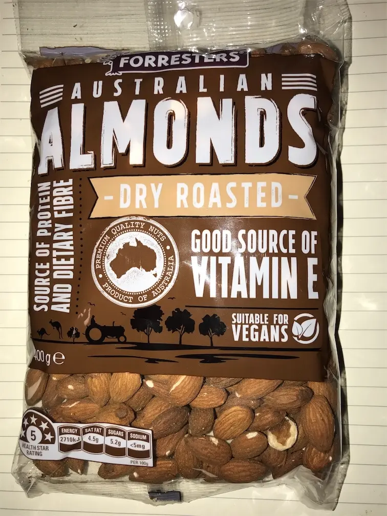 FORRESTERS Australian Almonds Dry Roasted 400g