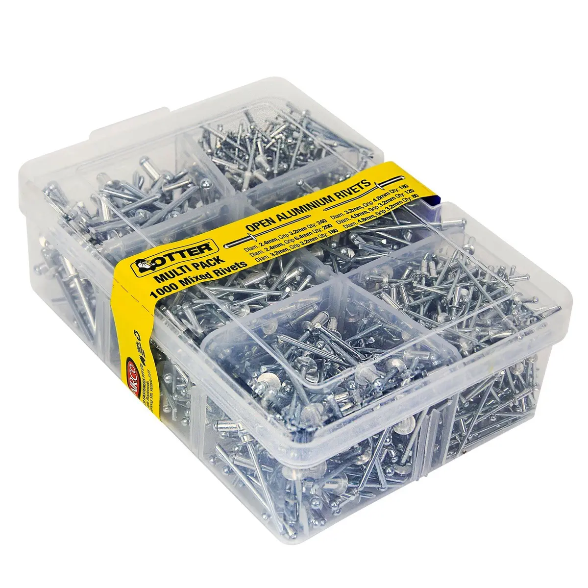 Otter Open Aluminium Rivets Multi Pack 1000