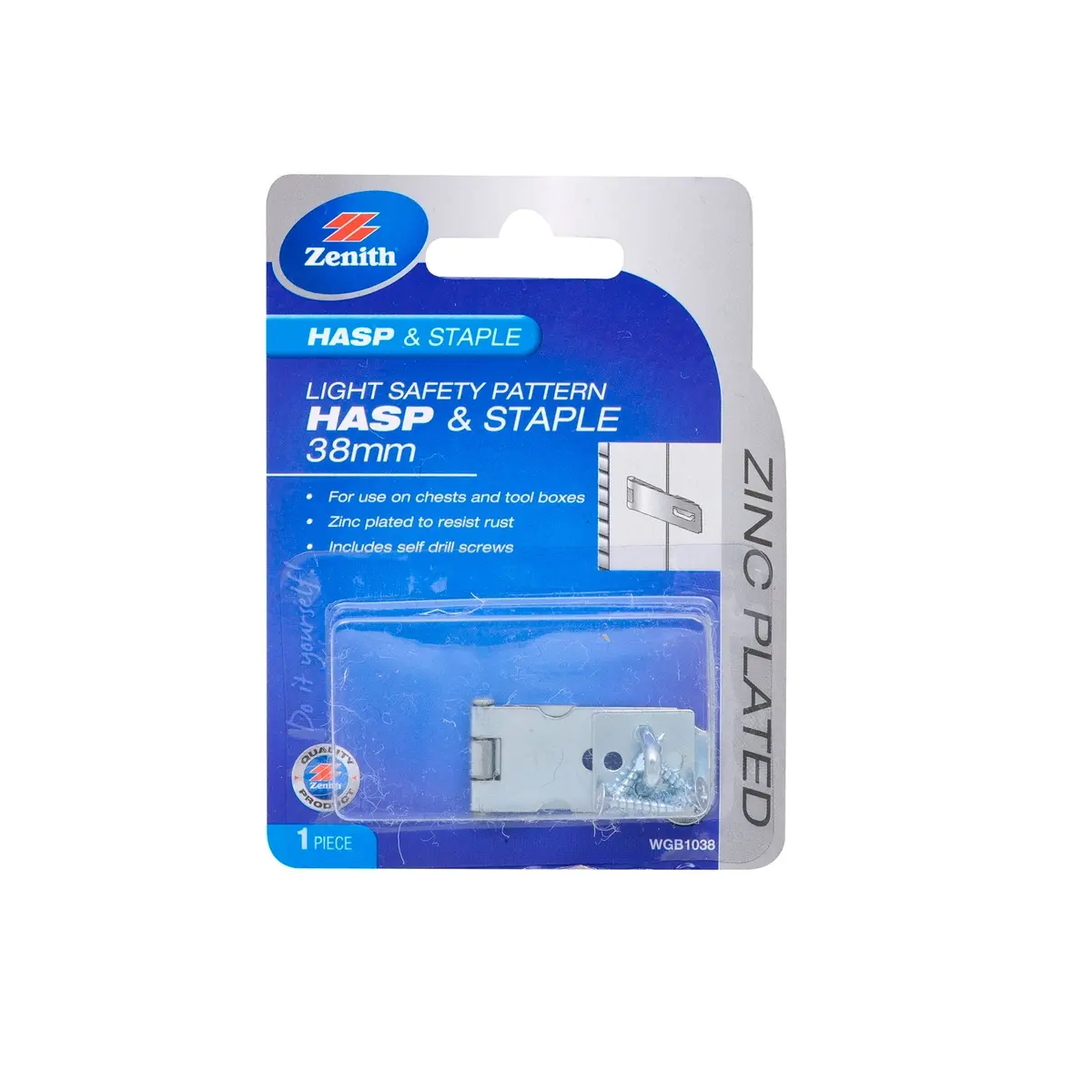 Zenith 38mm Zinc Plated Light Safety Hasp And Staple