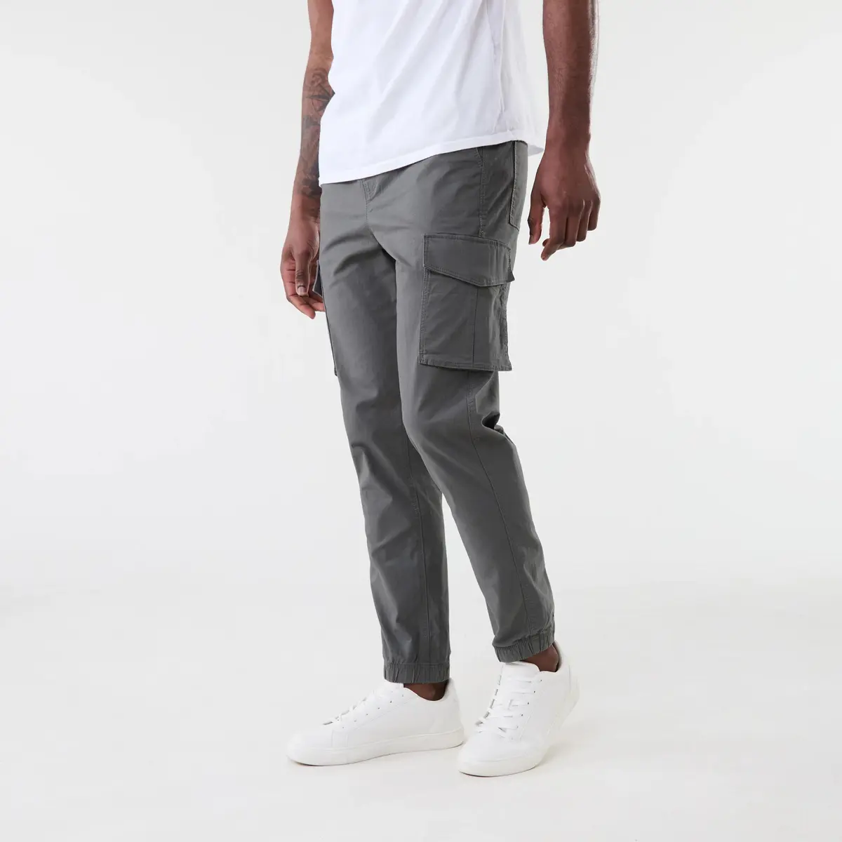 Elastic Waist and Cuffed Cargo Pants