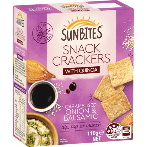Sunbites Snack Crackers Caramelised Onion & Balsamic 110g