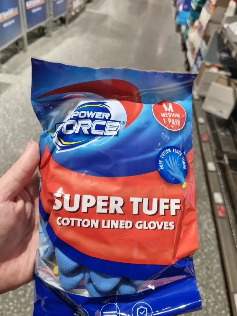 POWER FORCE Super Tuff Cotton Lined Gloves Medium 1 Pair