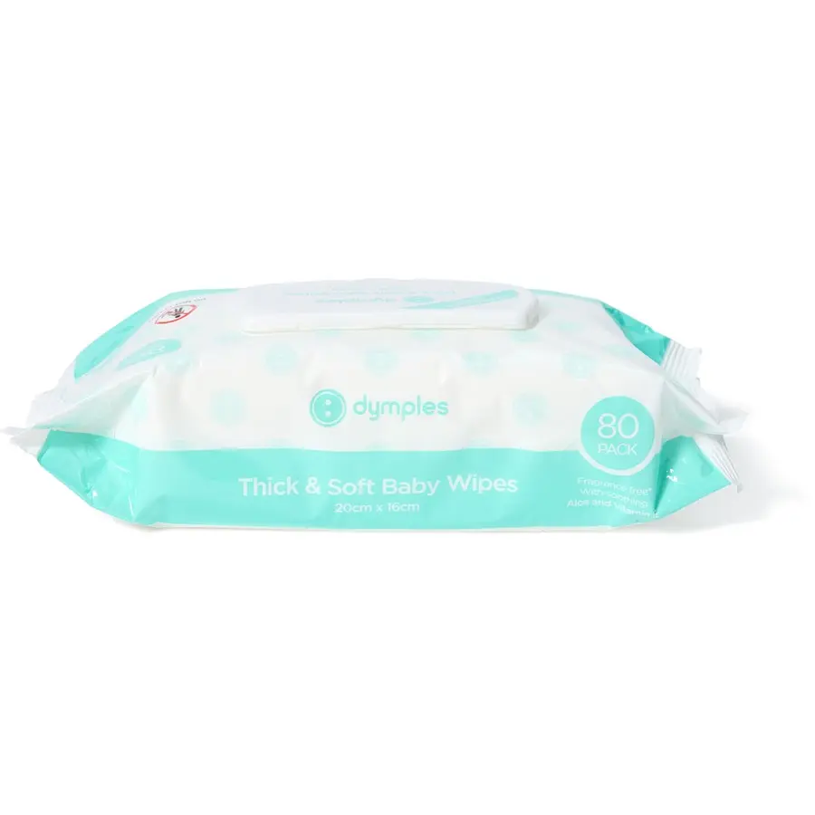 Dymples Fragrance Free Thick & Soft Baby Wipes - 80 Pack