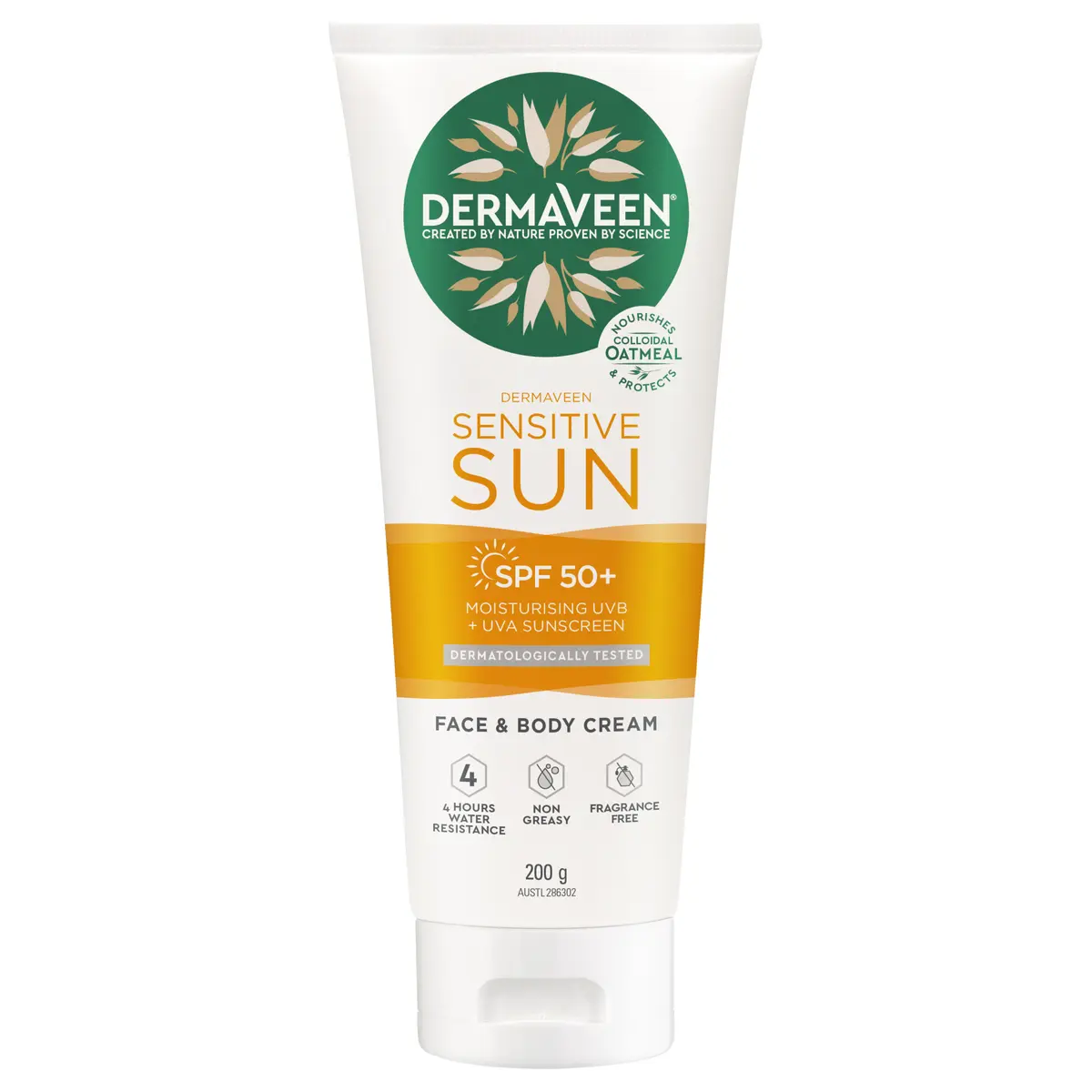 DERMAVEEN SENSITIVE SUN FACE & BODY CREAM SPF50+ 200G