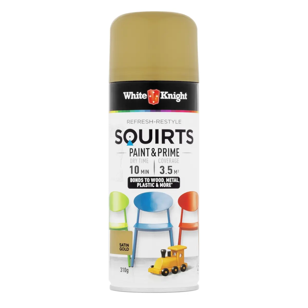White Knight Squirts Paint & Prime Satin Gold 310g