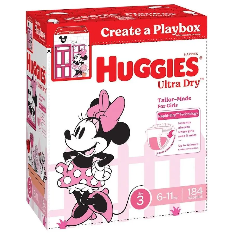 HUGGIES ULTRA DRY NAPPY SIZE 3 CRAWLER GIRL 1X184 PCE