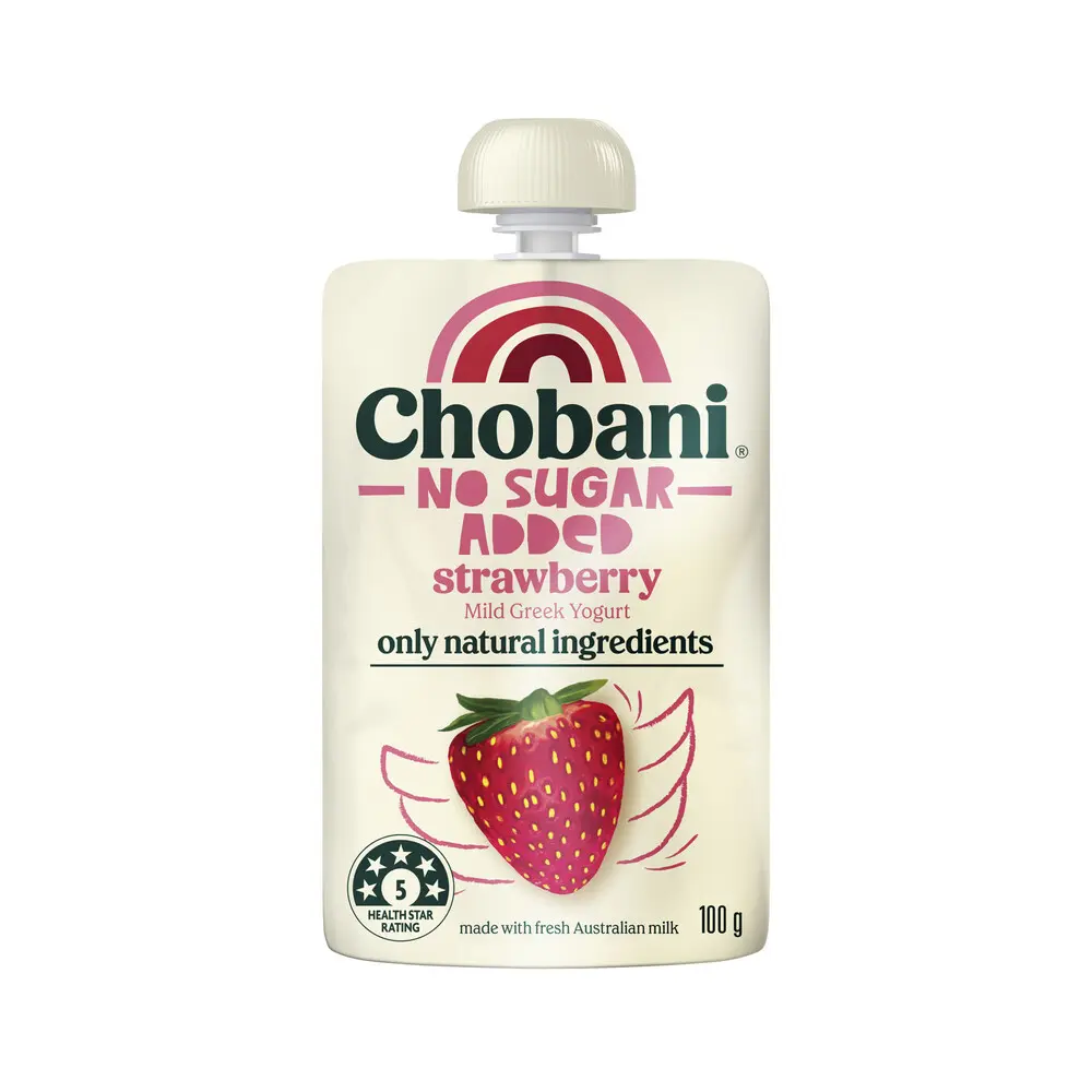Chobani No Sugar Added Greek Yogurt Strawberry Pouch 100g