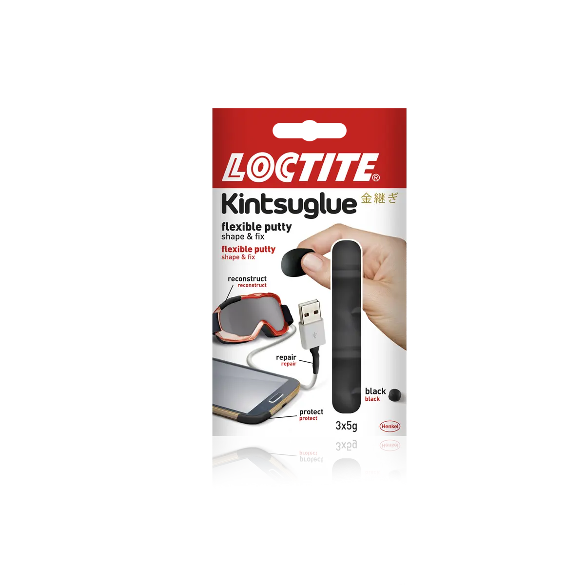 Henkel Loctite Kintsuglue Flexible Putty Black 3 X 5g