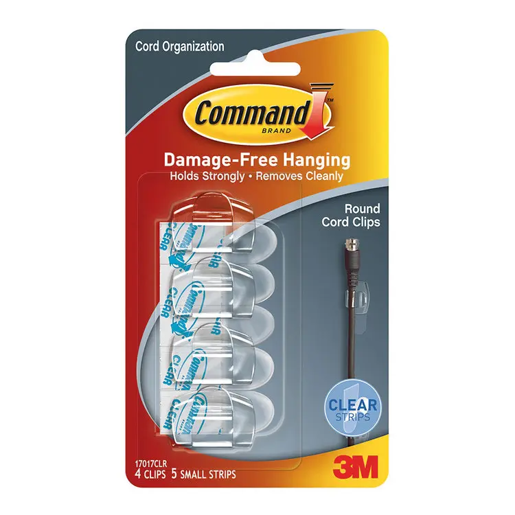 Command Round Cord Clips - Clear 4 pack