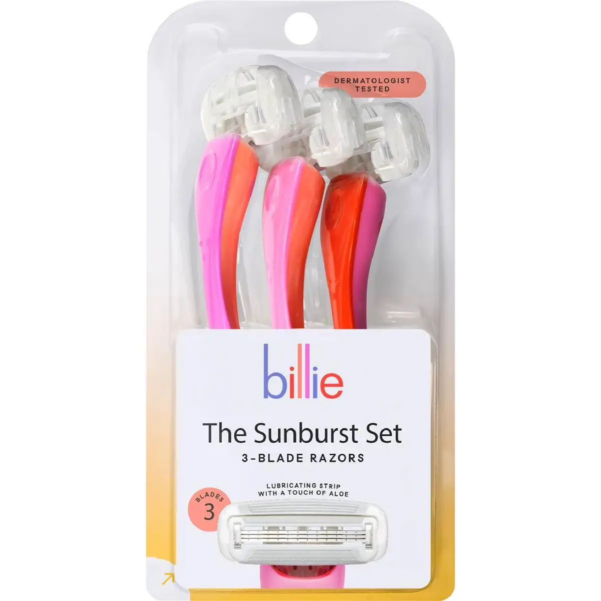 BILLIE 3-BLADE DISPOSABLE RAZORS SUNBURST 3EA
