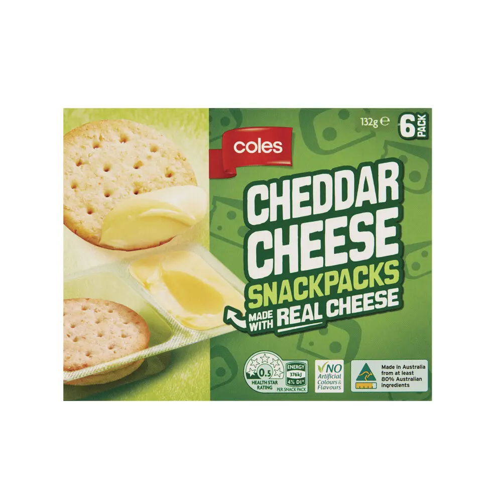 Coles Cheddar Cheese Snackpacks 132g