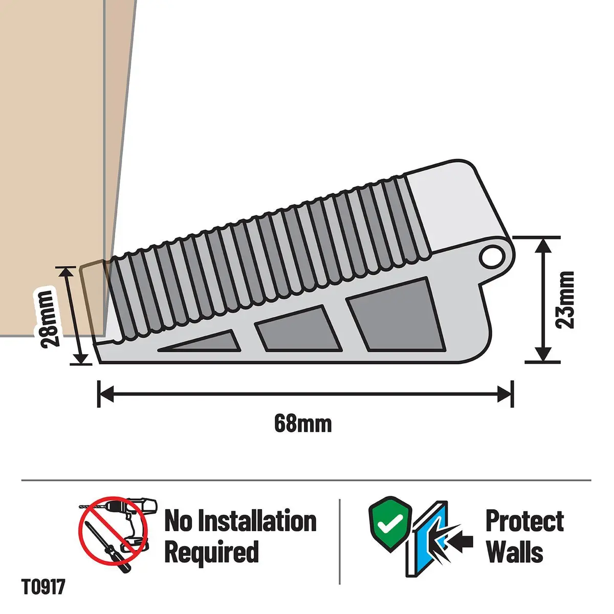 Adoored Medium White Rubber Door Wedge - 2 Pack