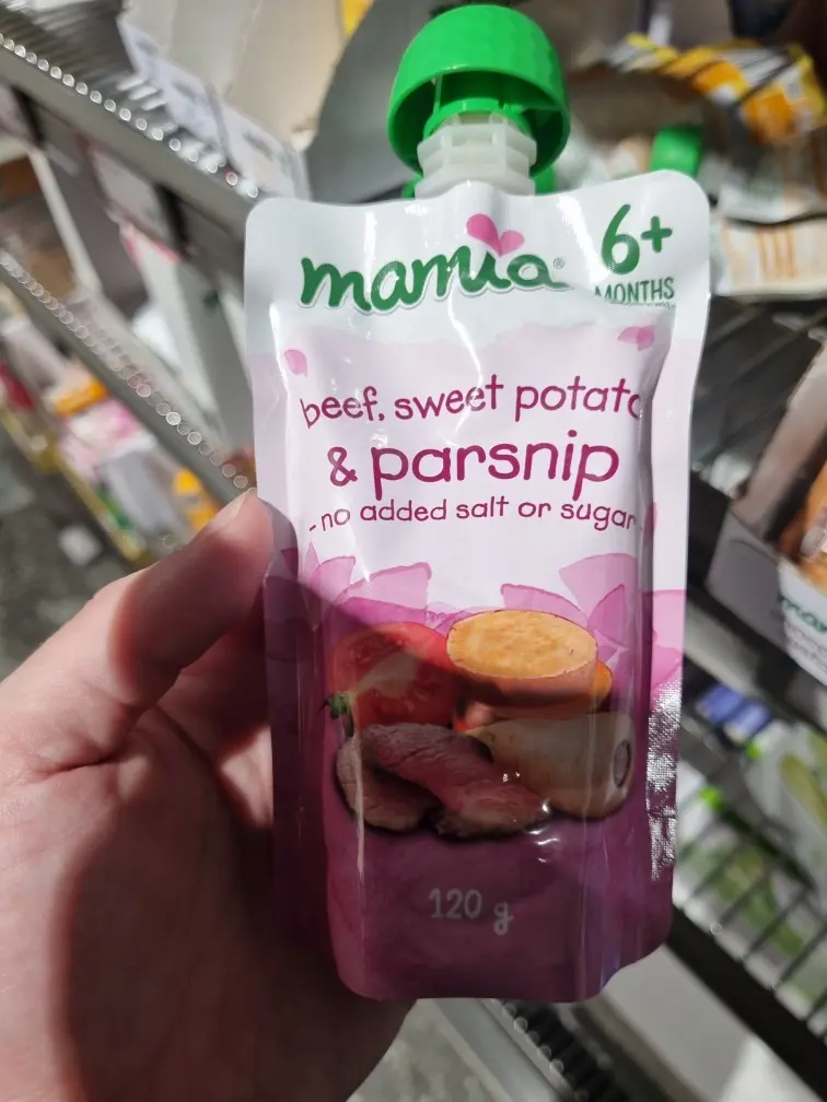 MAMIA 6+ Months Baby Food Beef, Sweet Potato & Parsnip 120g