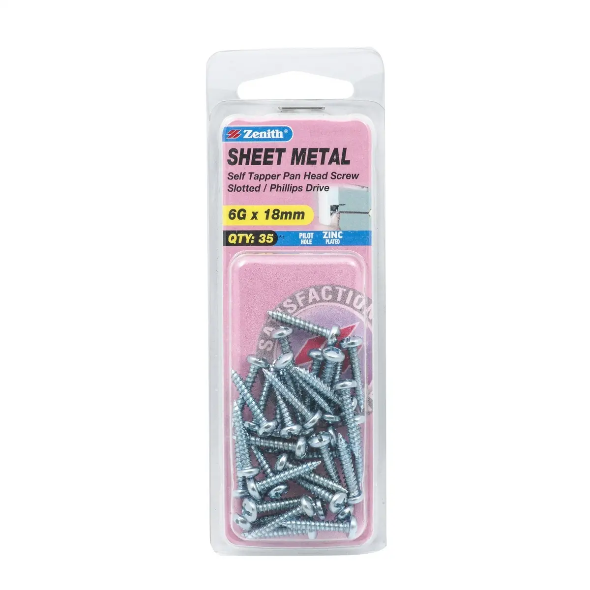 Zenith 6G x 18mm Zinc Plated Self Tapper Screws - 35 Pack