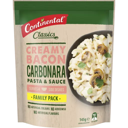 CONTINENTAL PASTA & SAUCE FAMILY BACON & CARBONARA 145G