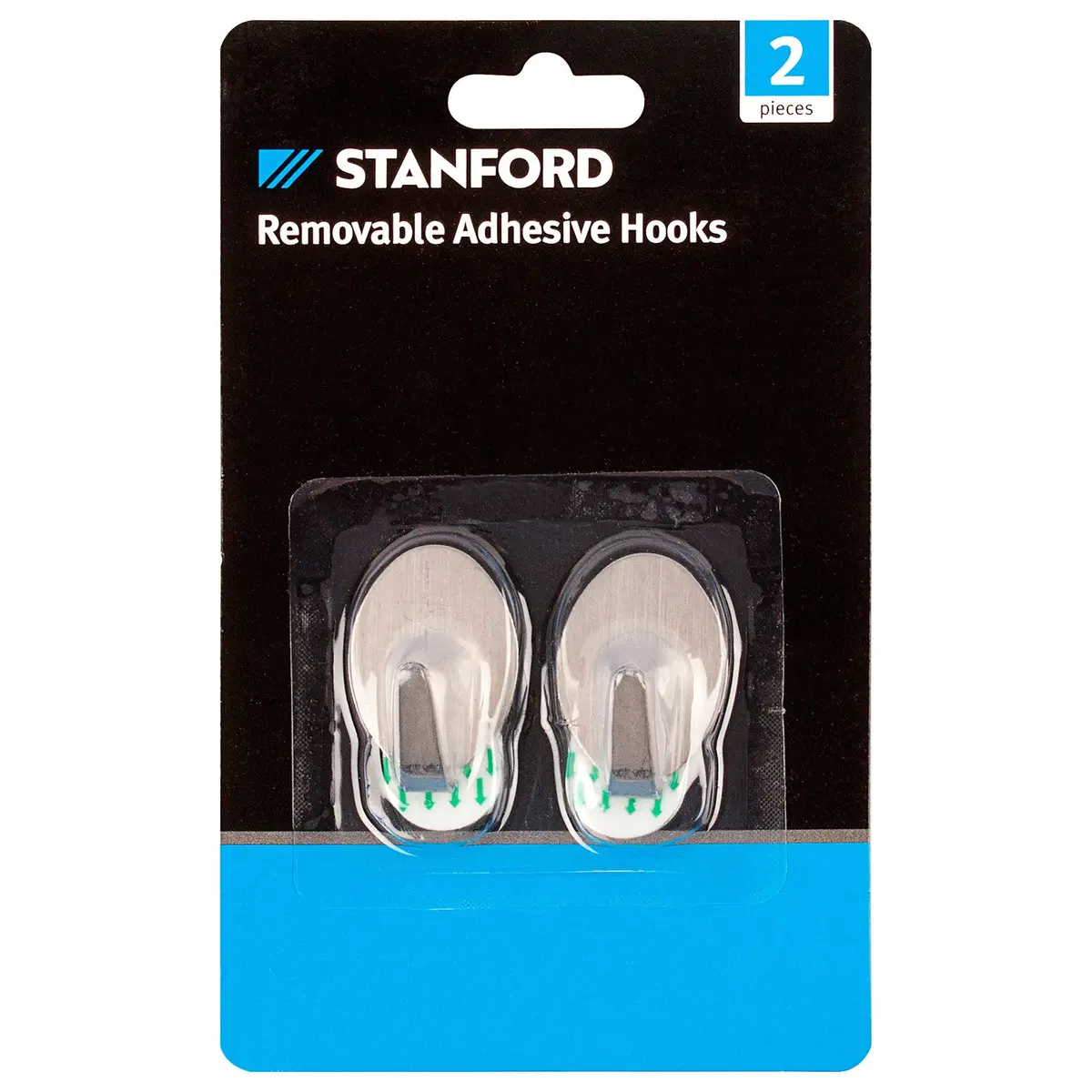 Removable Adhesive Steel Hooks 2pk