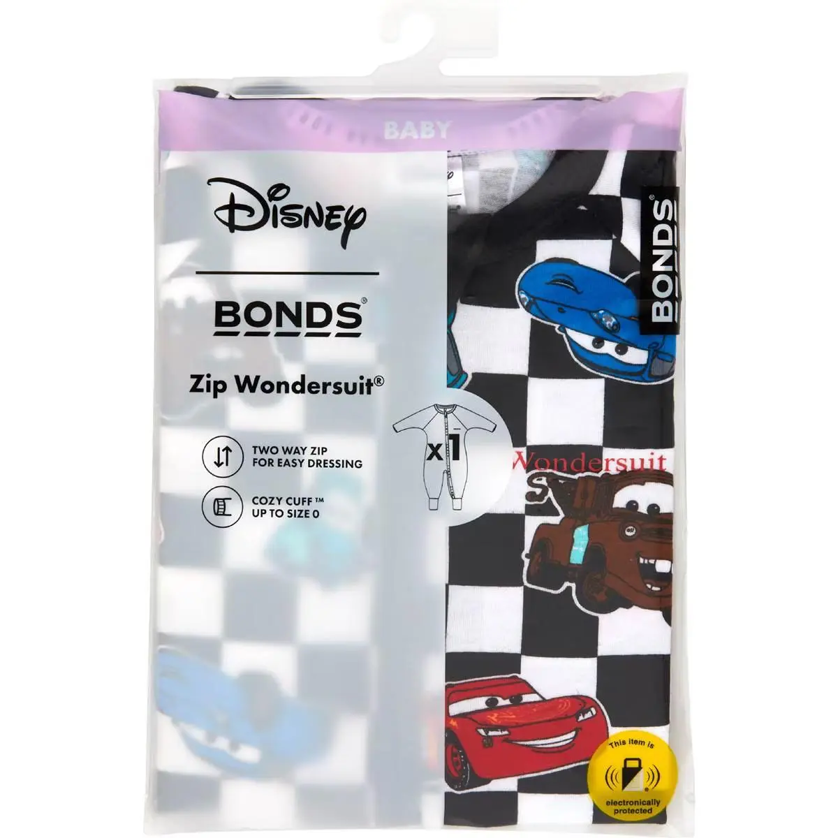 Bonds Zip Disney Cars Blk Sz 1
