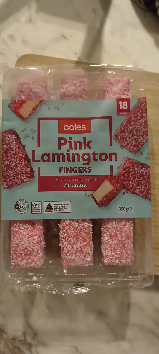 Coles Pink Lamington Fingers