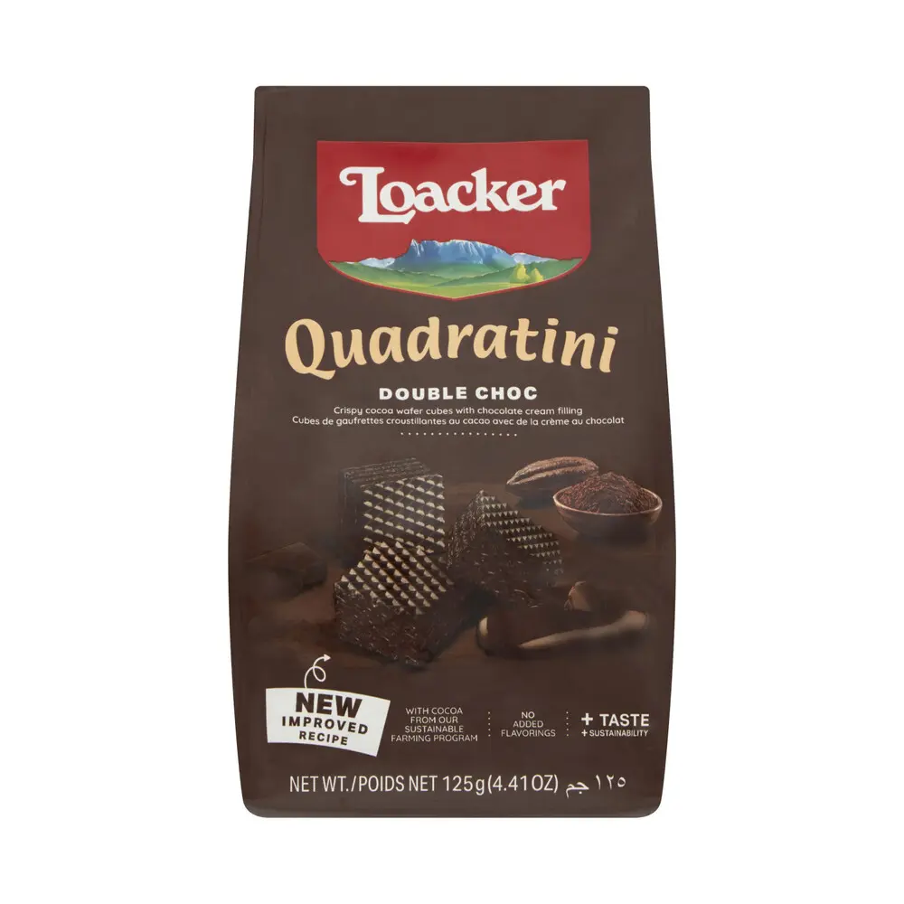 LOACKER QUADRATINI WAFERS DOUBLE CHOCOLATE 125g