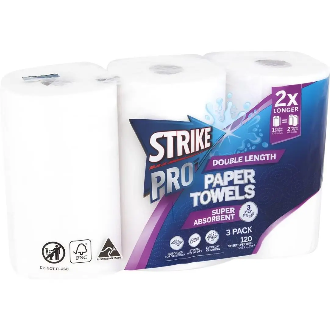 Strike Pro Double Length Paper Towels 3 Ply